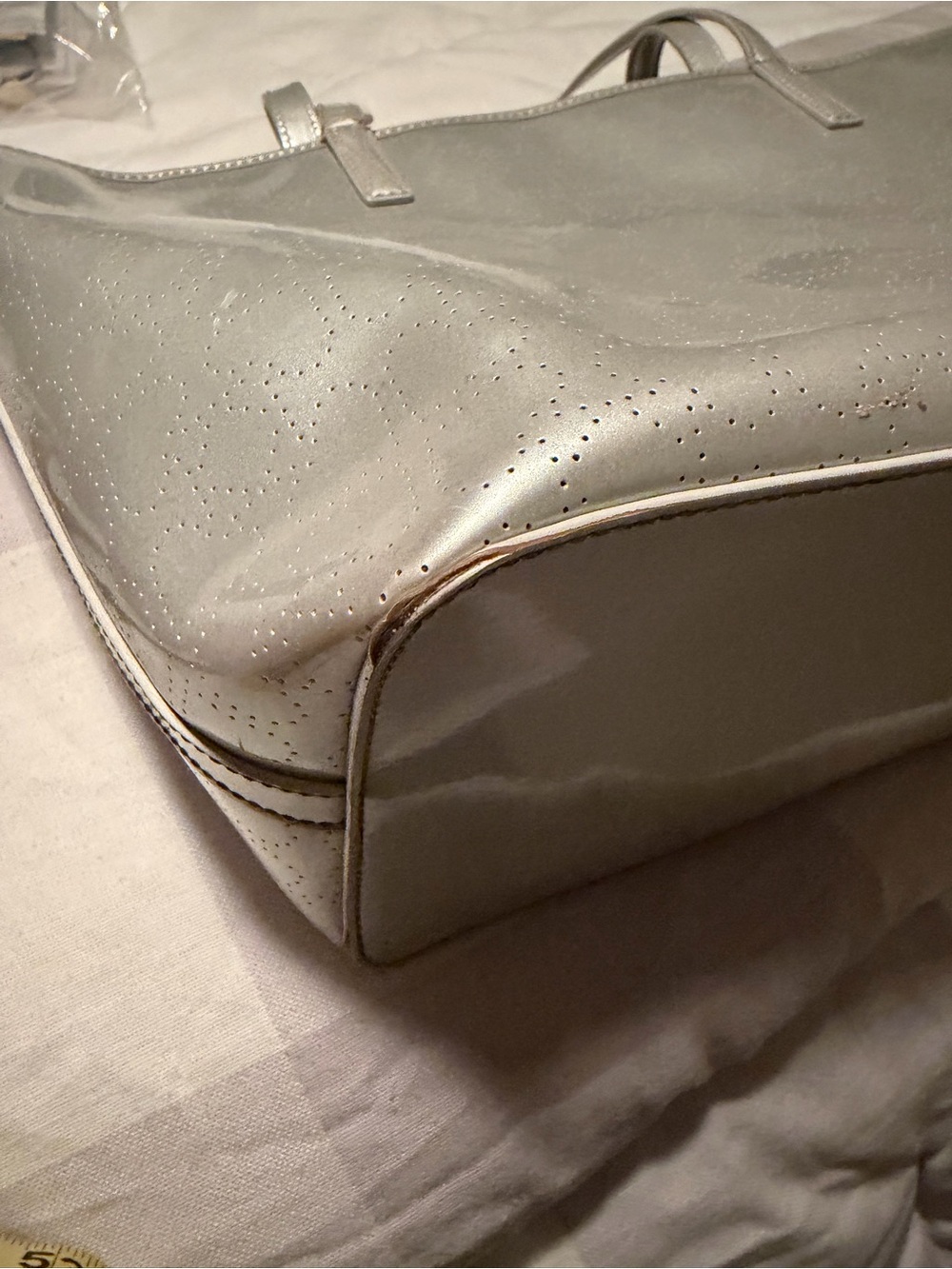 kate spade harmony Metallic Silver Perforated Leather Tote - Picture 7 of 13